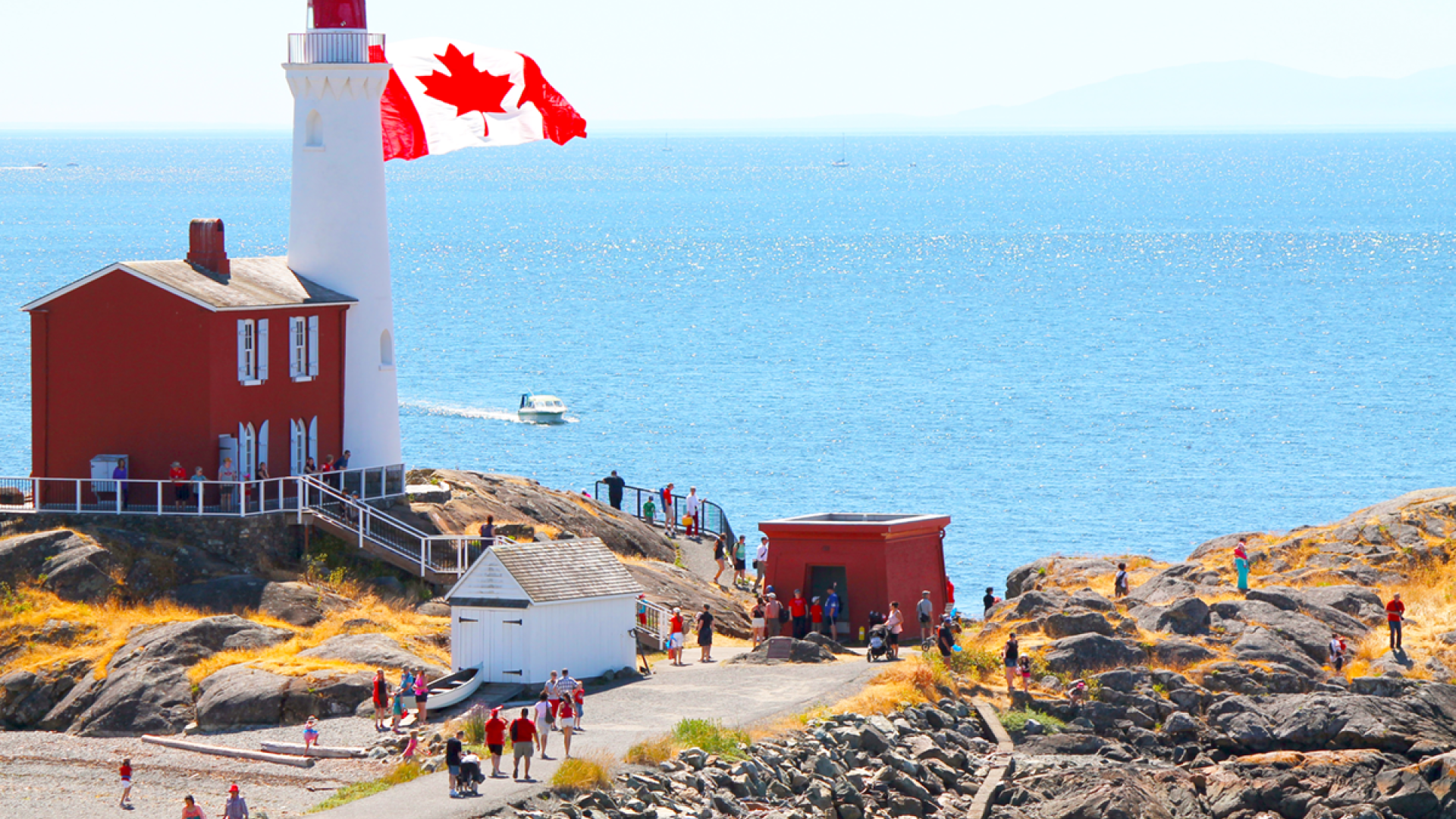 fisgard lighthouse canada flag