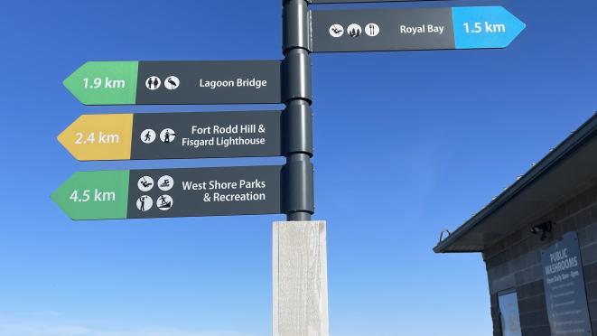 wayfinding fingerpost lagoon beach