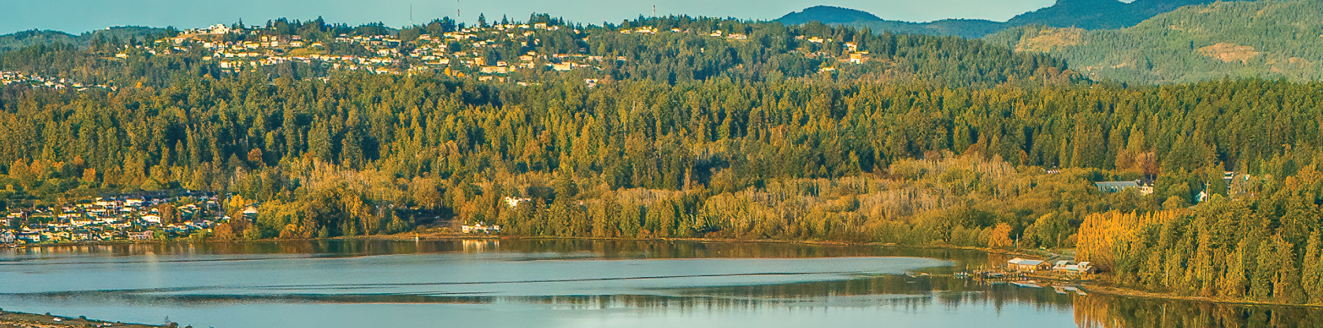 aerial view of colwood over esquimalt lagoon