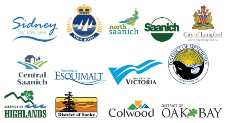 logos of all 13 greater victoria municipalities