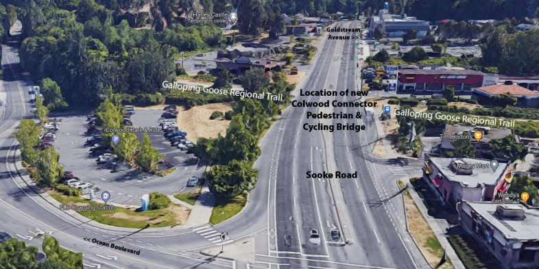 location of new colwood connector pedestrian and cycling bridge