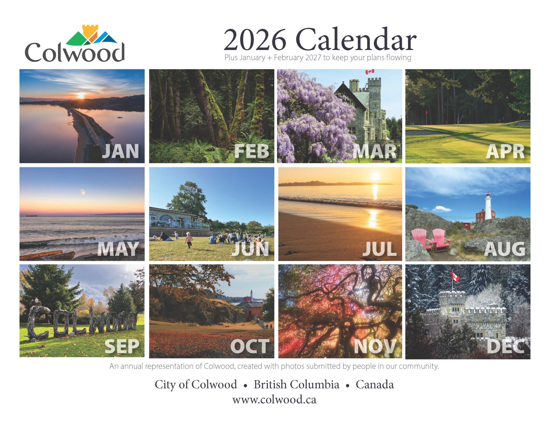 2026 colwood calendar back page images